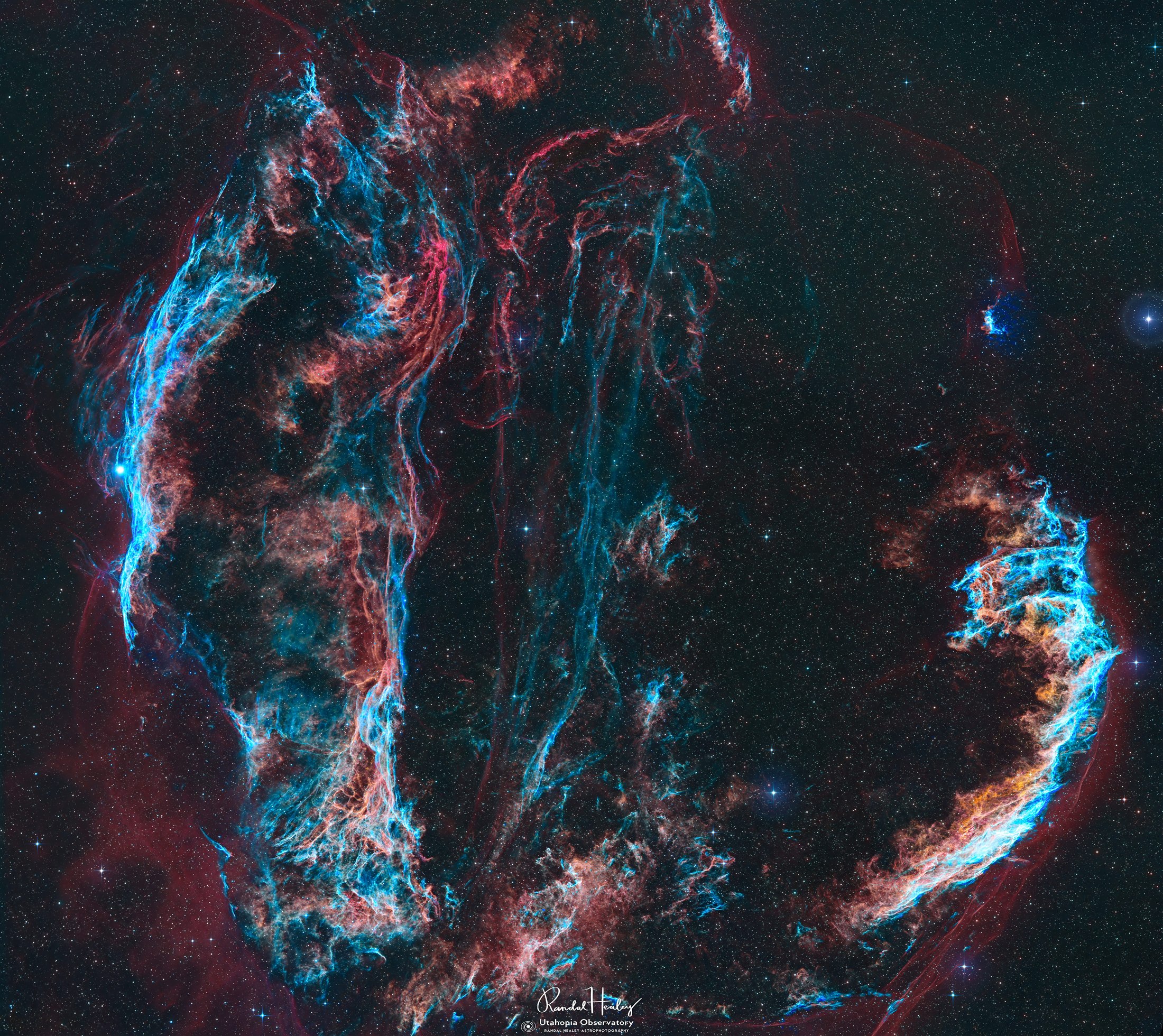 Fine filaments of the Cygnus Loop photographed by Randal Healey